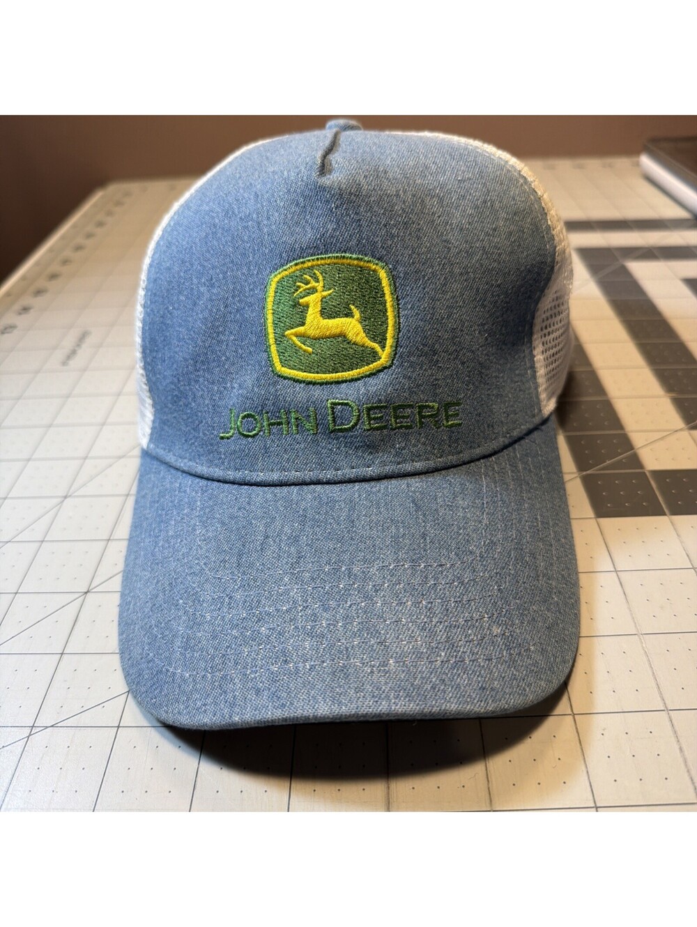 John Deere Logo Light Rare Light Blue Mesh Back Cap